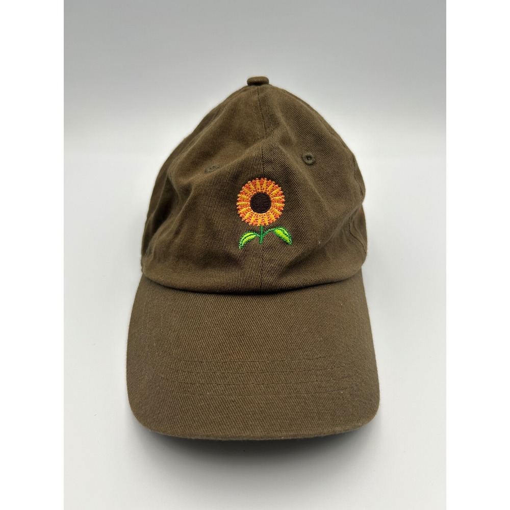 Olive Brown Sunflower Embroidered Dad Hat Adjustable Cotton Baseball Cap - Picture 2 of 5